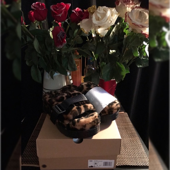 UGG Shoes - New Authentic UGG Fluffita Panther Print Women’s Sandal Black/Brown Size 9